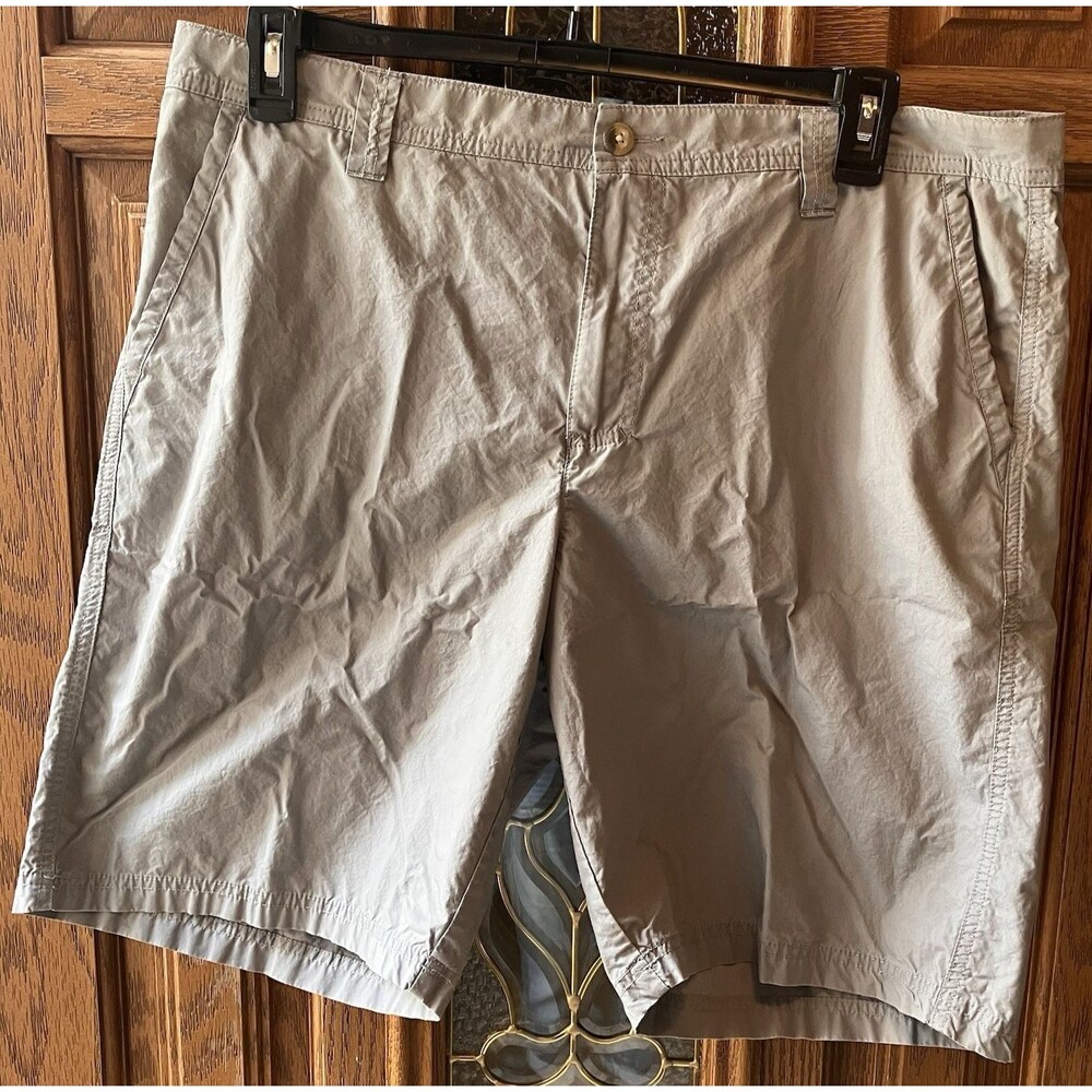 Columbia Chino‎ Shorts Men's 34x10 Gray Sportswear Flat Front Zip Hiking Fishing